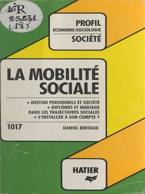 cover image of La mobilité sociale